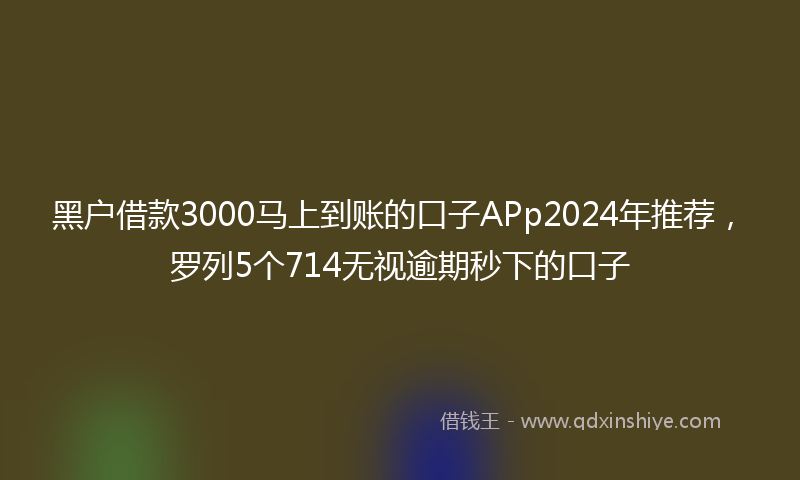 黑户借款3000马上到账的口子APp2024年推荐，罗列5个714无视逾期秒下的口子