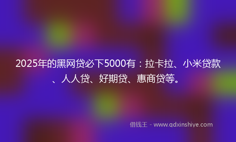 2025年的黑网贷必下5000有：拉卡拉、小米贷款、人人贷、好期贷、惠商贷等。