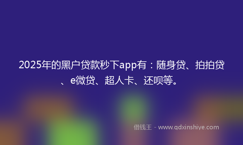 2025年的黑户贷款秒下app有：随身贷、拍拍贷、e微贷、超人卡、还呗等。