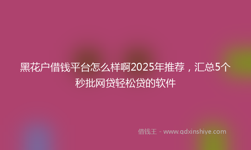 黑花户借钱平台怎么样啊2025年推荐，汇总5个秒批网贷轻松贷的软件