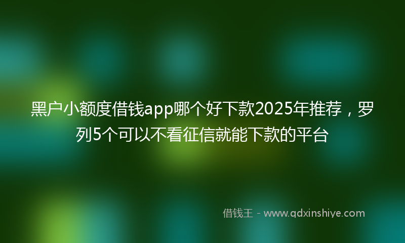 黑户小额度借钱app哪个好下款2025年推荐，罗列5个可以不看征信就能下款的平台