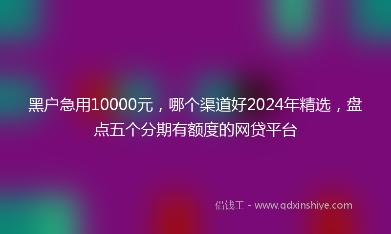 黑户急用10000元，哪个渠道好2024年精选，盘点五个分期有额度的网贷平台