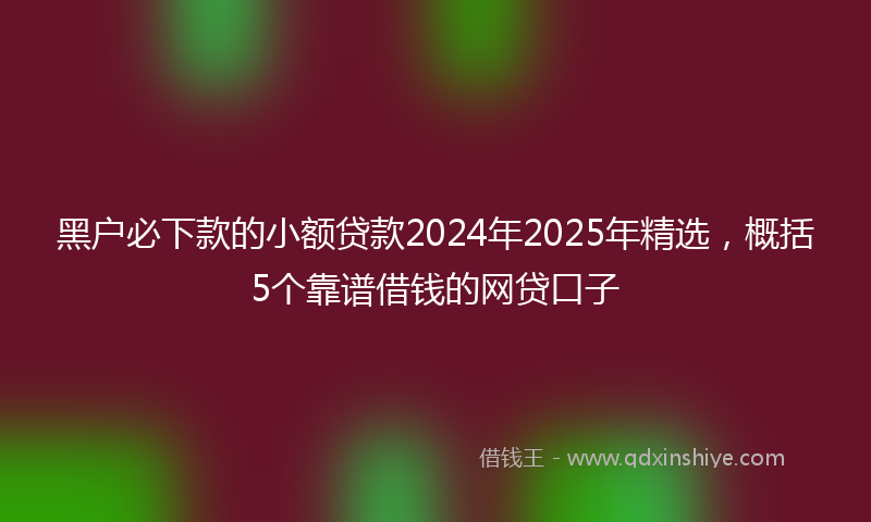 黑户必下款的小额贷款2024年2025年精选，概括5个靠谱借钱的网贷口子