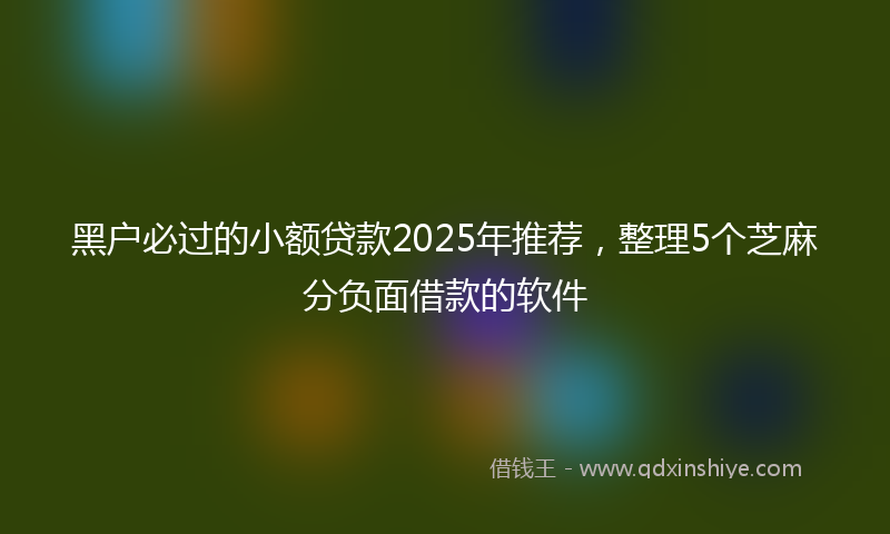 黑户必过的小额贷款2025年推荐，整理5个芝麻分负面借款的软件