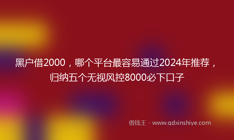 黑户借2000，哪个平台最容易通过2024年推荐，归纳五个无视风控8000必下口子