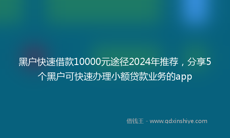 黑户快速借款10000元途径2024年推荐，分享5个黑户可快速办理小额贷款业务的app