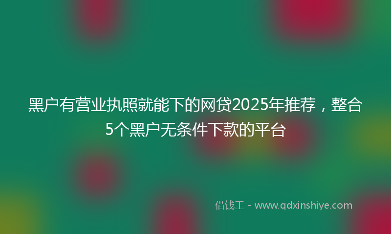 黑户有营业执照就能下的网贷2025年推荐，整合5个黑户无条件下款的平台