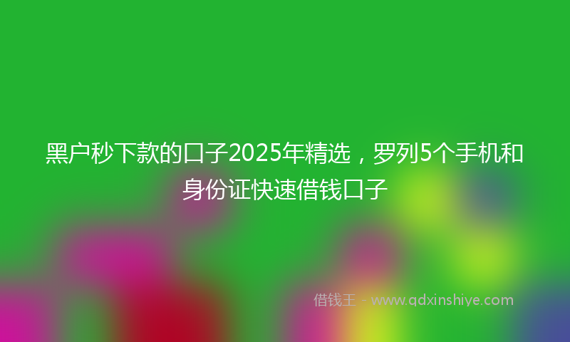 黑户秒下款的口子2025年精选，罗列5个手机和身份证快速借钱口子