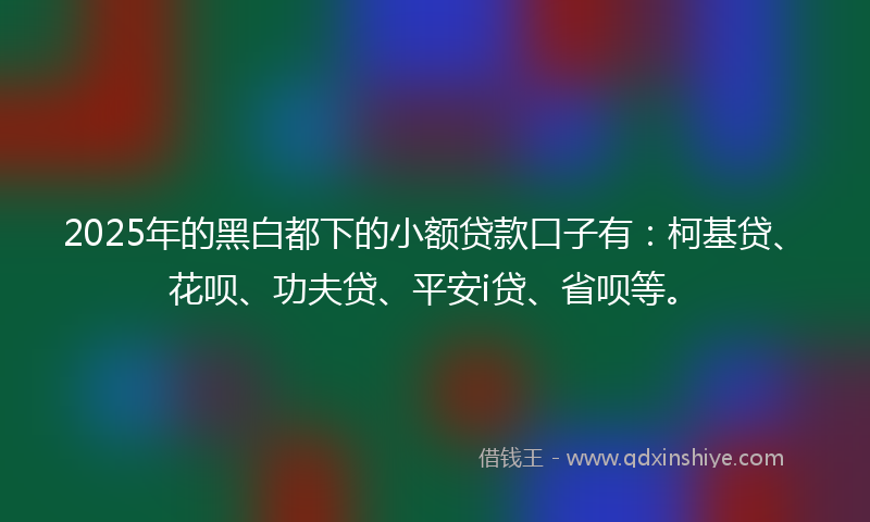 2025年的黑白都下的小额贷款口子有：柯基贷、花呗、功夫贷、平安i贷、省呗等。