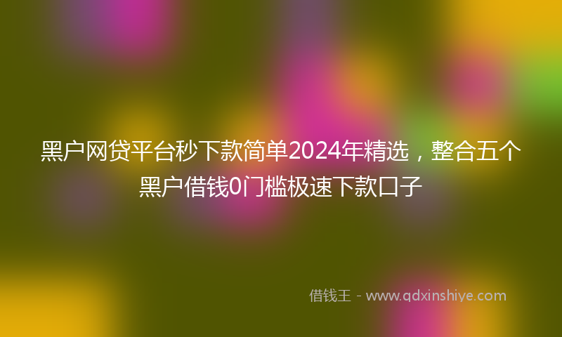 黑户网贷平台秒下款简单2024年精选，整合五个黑户借钱0门槛极速下款口子