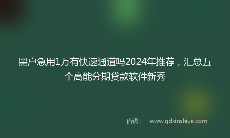 黑户急用1万有快速通道吗2024年推荐，汇总五个高能分期贷款软件新秀