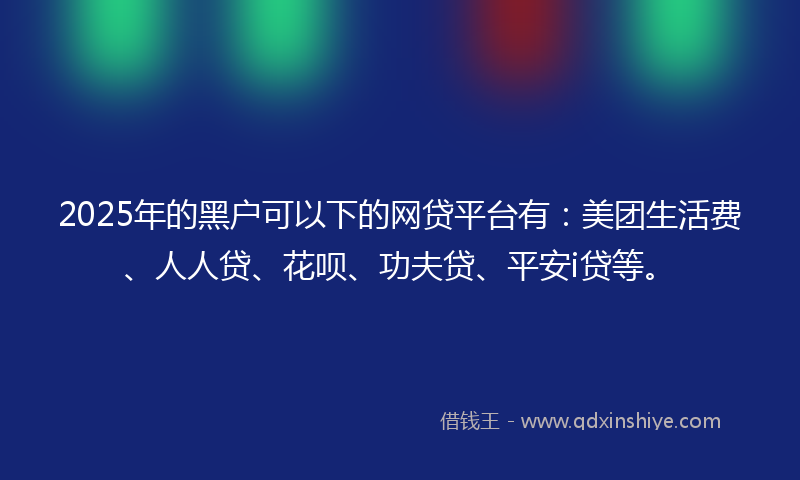 2025年的黑户可以下的网贷平台有：美团生活费、人人贷、花呗、功夫贷、平安i贷等。