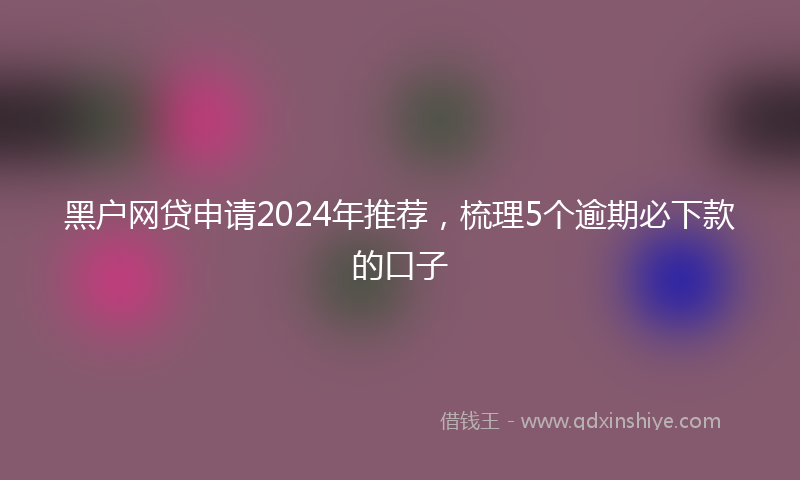 黑户网贷申请2024年推荐，梳理5个逾期必下款的口子
