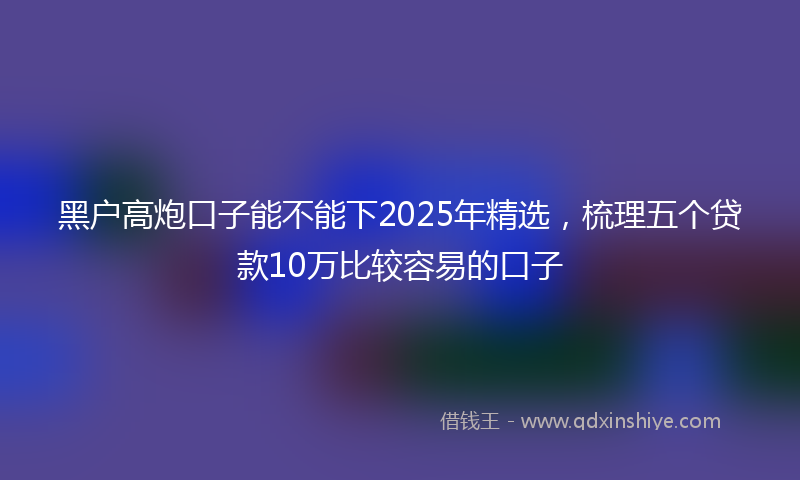 黑户高炮口子能不能下2025年精选，梳理五个贷款10万比较容易的口子