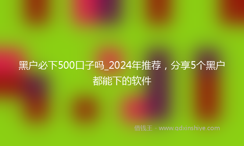 黑户必下500口子吗_2024年推荐，分享5个黑户都能下的软件
