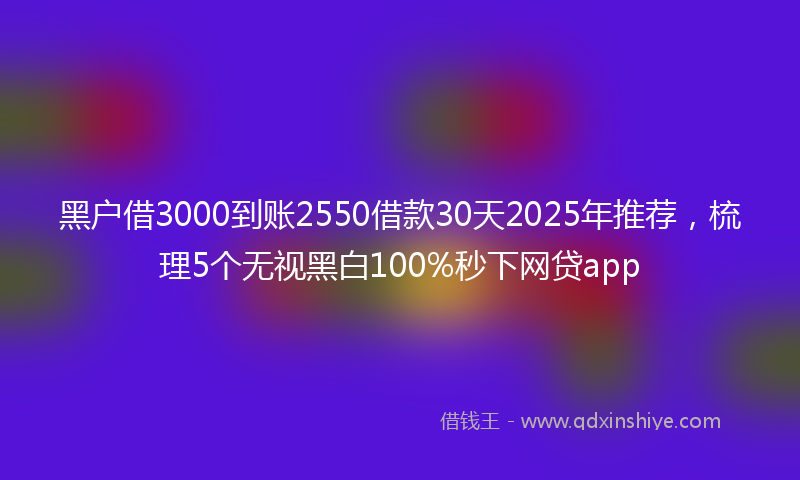 黑户借3000到账2550借款30天2025年推荐，梳理5个无视黑白100%秒下网贷app