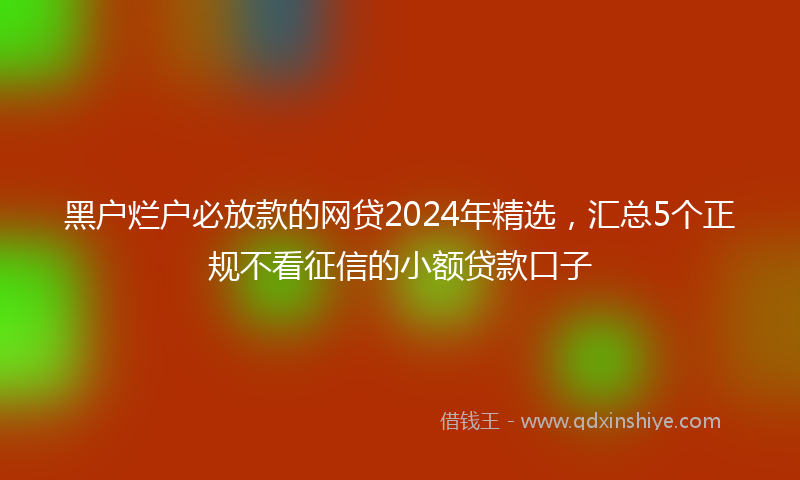 黑户烂户必放款的网贷2024年精选，汇总5个正规不看征信的小额贷款口子