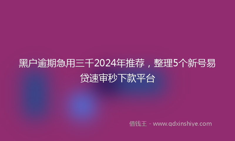 黑户逾期急用三千2024年推荐，整理5个新号易贷速审秒下款平台