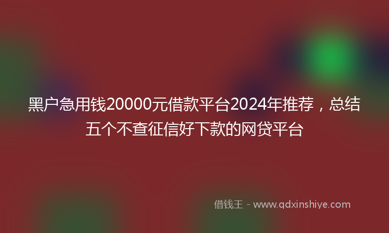 黑户急用钱20000元借款平台2024年推荐，总结五个不查征信好下款的网贷平台