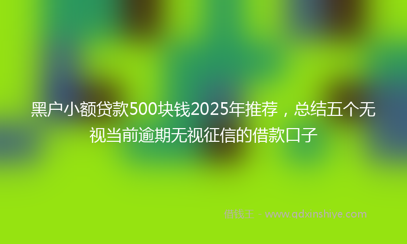 黑户小额贷款500块钱2025年推荐，总结五个无视当前逾期无视征信的借款口子