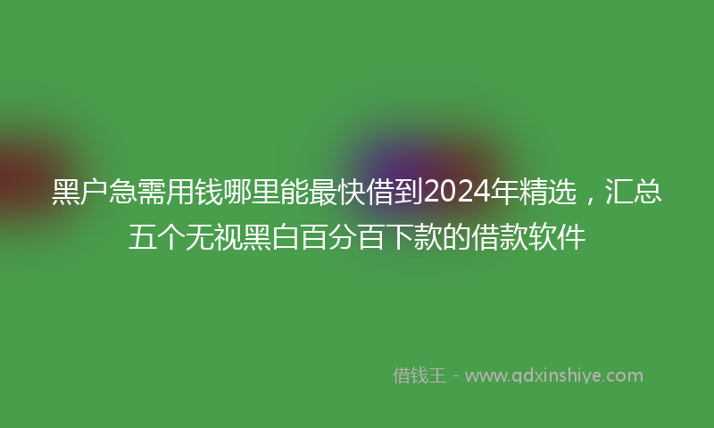 黑户急需用钱哪里能最快借到2024年精选，汇总五个无视黑白百分百下款的借款软件