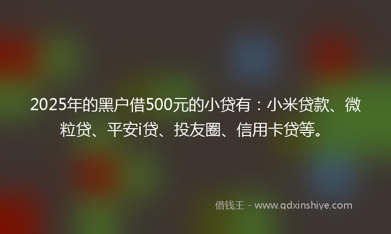 2025年的黑户借500元的小贷有：小米贷款、微粒贷、平安i贷、投友圈、信用卡贷等。