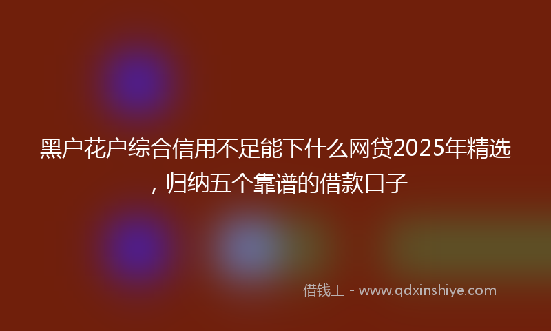 黑户花户综合信用不足能下什么网贷2025年精选，归纳五个靠谱的借款口子