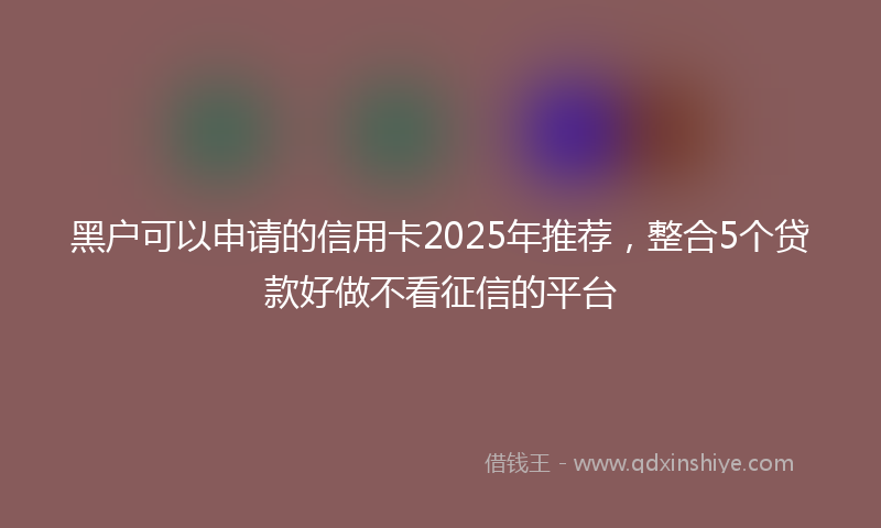 黑户可以申请的信用卡2025年推荐，整合5个贷款好做不看征信的平台