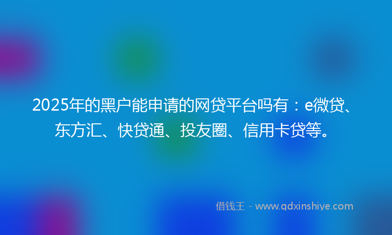 2025年的黑户能申请的网贷平台吗有：e微贷、东方汇、快贷通、投友圈、信用卡贷等。