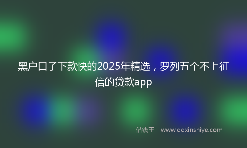 黑户口子下款快的2025年精选，罗列五个不上征信的贷款app