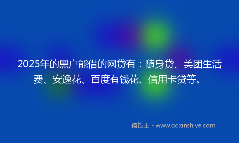 2025年的黑户能借的网贷有：随身贷、美团生活费、安逸花、百度有钱花、信用卡贷等。