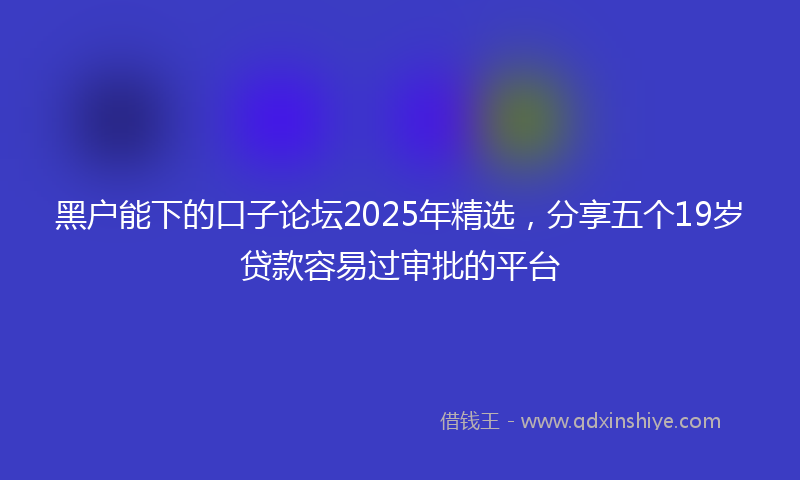 黑户能下的口子论坛2025年精选，分享五个19岁贷款容易过审批的平台