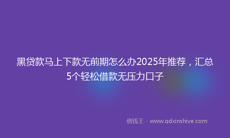 黑贷款马上下款无前期怎么办2025年推荐，汇总5个轻松借款无压力口子
