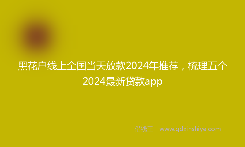 黑花户线上全国当天放款2024年推荐，梳理五个2024最新贷款app