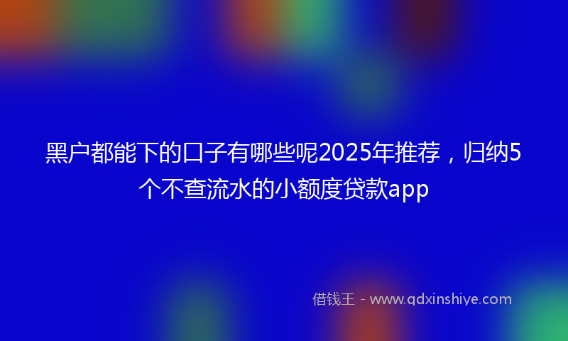 黑户都能下的口子有哪些呢2025年推荐，归纳5个不查流水的小额度贷款app