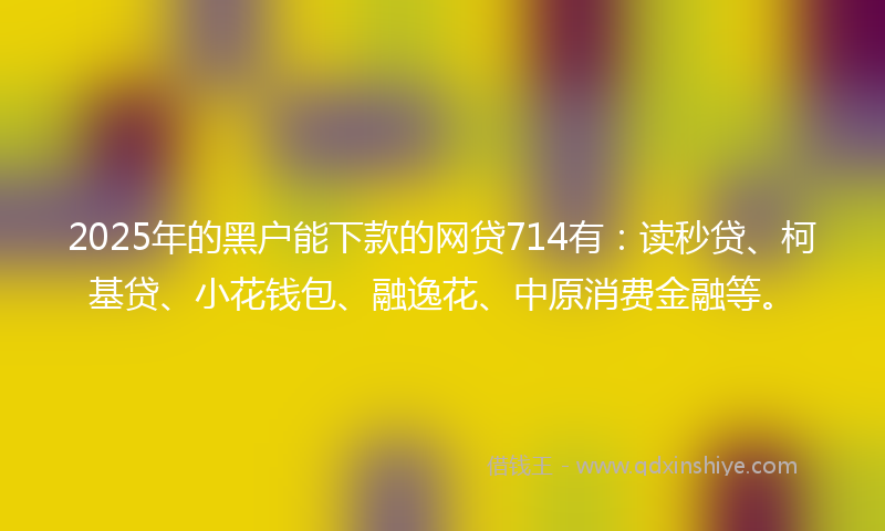 2025年的黑户能下款的网贷714有：读秒贷、柯基贷、小花钱包、融逸花、中原消费金融等。