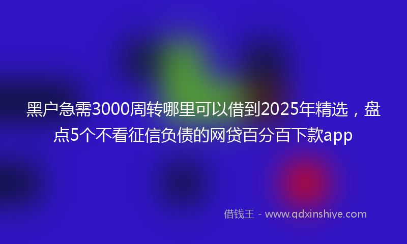 黑户急需3000周转哪里可以借到2025年精选，盘点5个不看征信负债的网贷百分百下款app