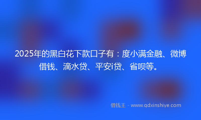 2025年的黑白花下款口子有：度小满金融、微博借钱、滴水贷、平安i贷、省呗等。