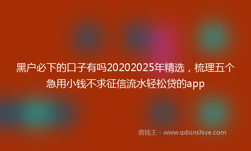 黑户必下的口子有吗20202025年精选，梳理五个急用小钱不求征信流水轻松贷的app