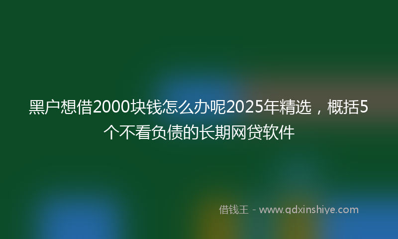 黑户想借2000块钱怎么办呢2025年精选，概括5个不看负债的长期网贷软件