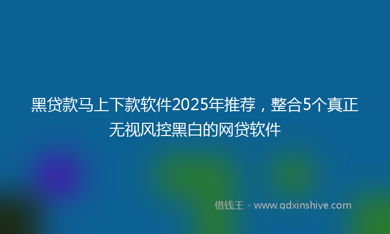 黑贷款马上下款软件2025年推荐，整合5个真正无视风控黑白的网贷软件