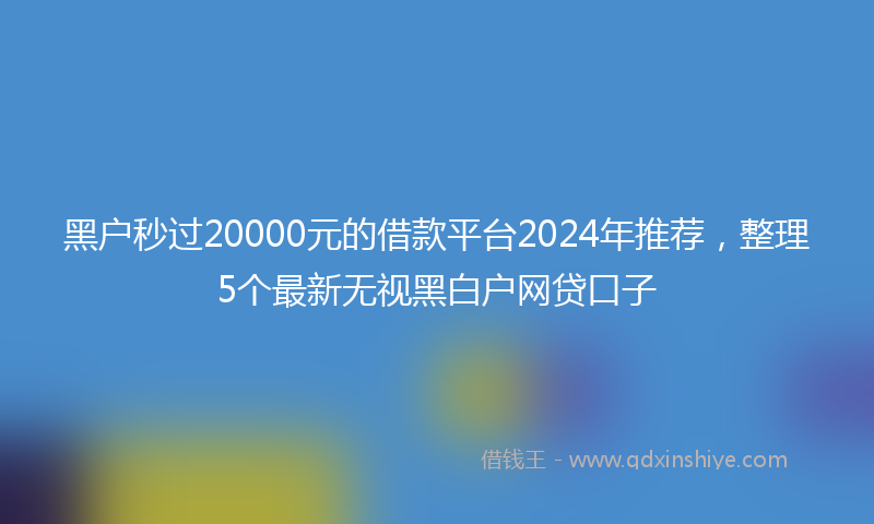 黑户秒过20000元的借款平台2024年推荐，整理5个最新无视黑白户网贷口子