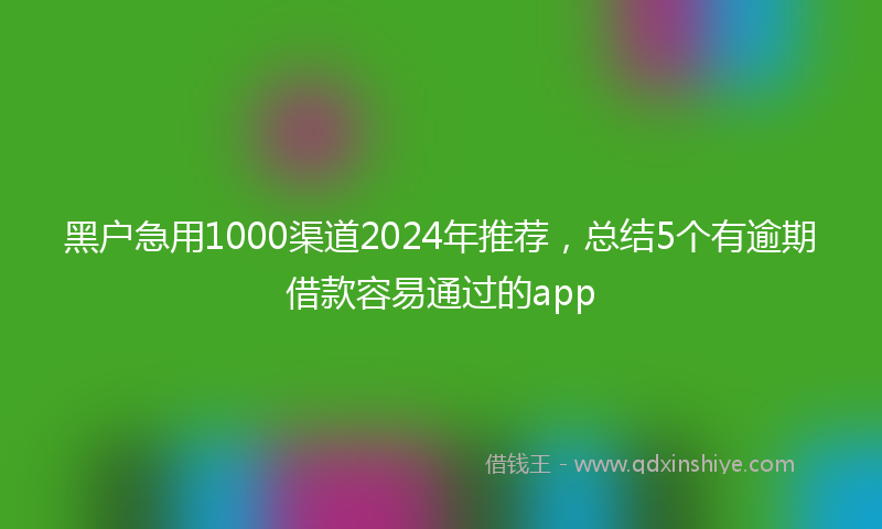 黑户急用1000渠道2024年推荐，总结5个有逾期借款容易通过的app