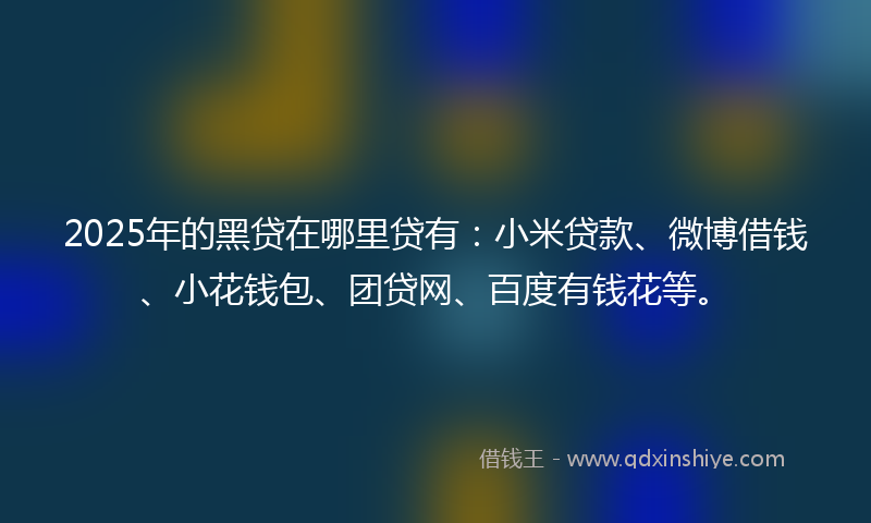 2025年的黑贷在哪里贷有：小米贷款、微博借钱、小花钱包、团贷网、百度有钱花等。