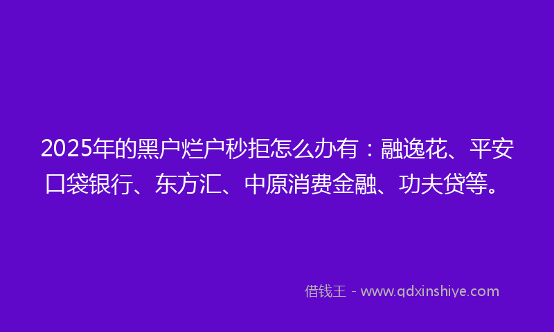 2025年的黑户烂户秒拒怎么办有：融逸花、平安口袋银行、东方汇、中原消费金融、功夫贷等。