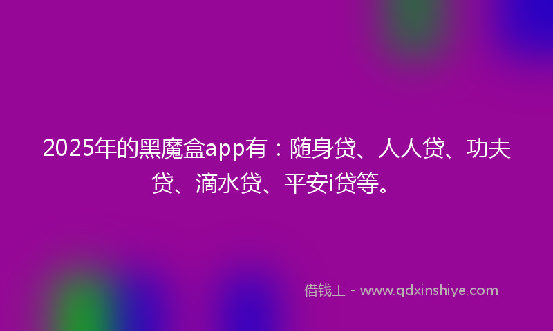 2025年的黑魔盒app有：随身贷、人人贷、功夫贷、滴水贷、平安i贷等。