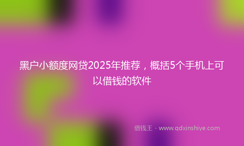 黑户小额度网贷2025年推荐，概括5个手机上可以借钱的软件