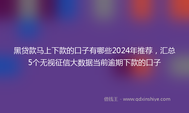 黑贷款马上下款的口子有哪些2024年推荐，汇总5个无视征信大数据当前逾期下款的口子