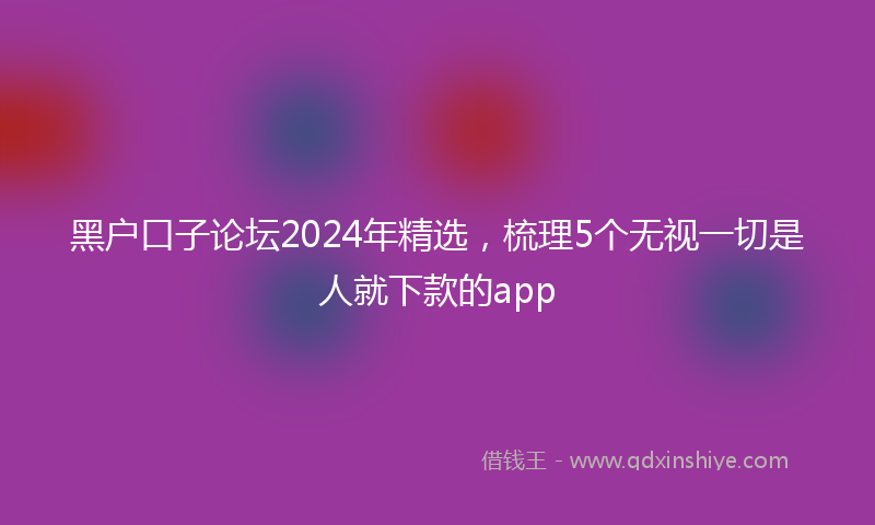 黑户口子论坛2024年精选，梳理5个无视一切是人就下款的app