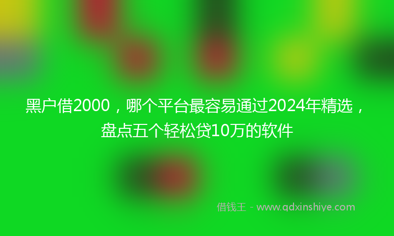 黑户借2000，哪个平台最容易通过2024年精选，盘点五个轻松贷10万的软件
